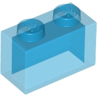 Lego kostka (kostička) 1x2 bez vnitřní trubičky, průhledná tmavě modrá (306543, 6244906)